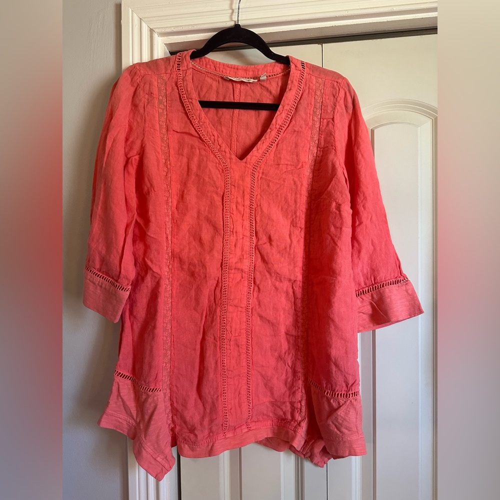 Soft Surroundings Coral Tunic Top
